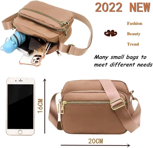 Vista 4 de Bolsos cruzados de nailon para mujer, bolsos y bolsos de mujer, bolsos casuales de mensajero, bolso cruzado negro impermeable