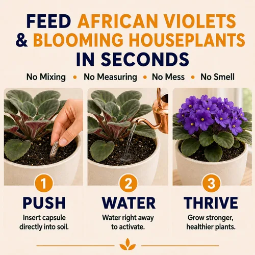 Vista 2 de Premium Alimento para plantas – Estacas de fertilizantes orgánicos – 100 unidades Slow release plant food sticks for blooming African violets
