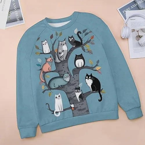 Vista 4 de Blusa de manga larga para mujer, cuello redondo, casual, holgada, para mujer