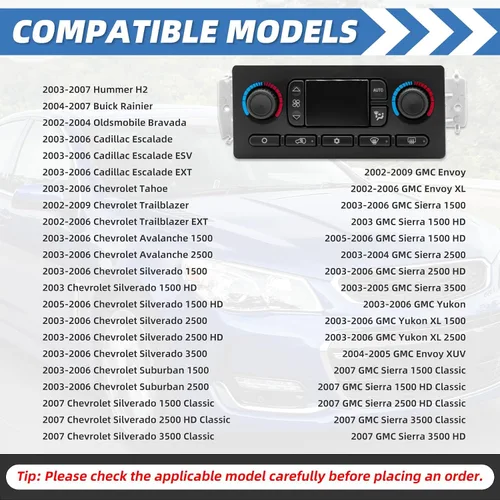 Vista 2 de 599-210XD Interruptor de Panel de Módulo de Control de Clima de Calentador de A/C para 02-09 Chevy Silverado Suburban Tahoe Trailblazer Avalanche