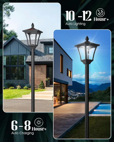Vista 2 de Lámpara solar de 70 pulgadas para poste de luz exterior impermeable IP65, postes de lámpara solar iluminación al aire libre, luces LED exteriores