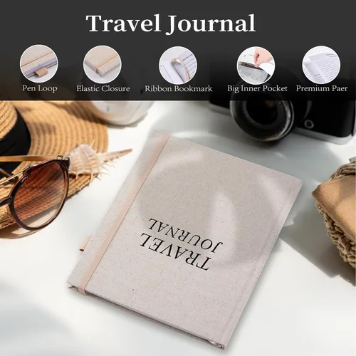Vista 2 de 5 MINUTES A DAY Diario de Viaje para Mujeres, Libro de Aventuras para 20 Viajes, Cuaderno Planificador de Viajes para Viajeras, Planificador de Beige