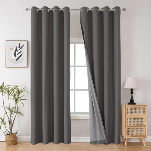 Vista 35 de Joydeco - Juego de 2 paneles de cortinas opacas de 63 pulgadas, 2 cortinas largas con aislamiento térmico burg, cortinas de oscurecimiento