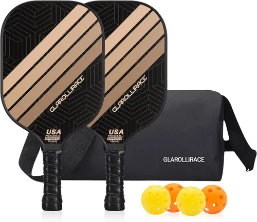 Vista 14 de Juego de 2 palas de pickleball 4 raquetas de pickleball, juego de pickleball aprobado por USAPA, superficie de fibra de vidrio fibra de carbono