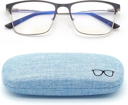 Vista 8 de Gafas de miopía para distancia con estuche rígido, bisagra de resorte, lentes de luz azul, no lentes de lectura