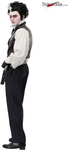 Vista 5 de Disfraz de Sweeney Todd para hombre, disfraz de cosplay negro de Sweeney Todd