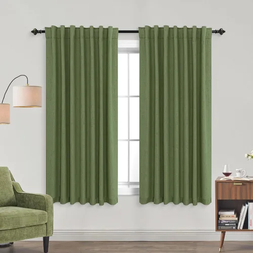 Vista 119 de KOUFALL - Cortinas de medio estilo francés de lino para ventana, juego de 2 cortinas cortas de 40 pulgadas de longitud, para privacidad, cortinas