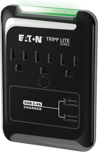 Vista 5 de Eaton Tripp Lite Serie SK30USB Regleta de Enchufes con 3 Tomacorrientes Extendidos, Protector Contra Sobretensiones de 540 Joules, Regleta