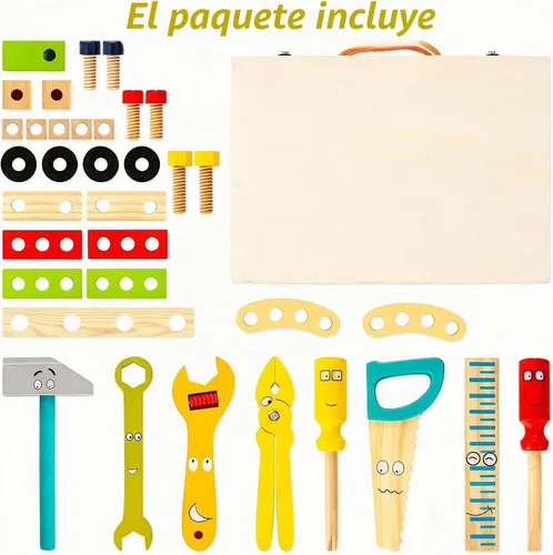 Vista 12 de Kit de herramientas de madera para niños, juego de herramientas Montessori