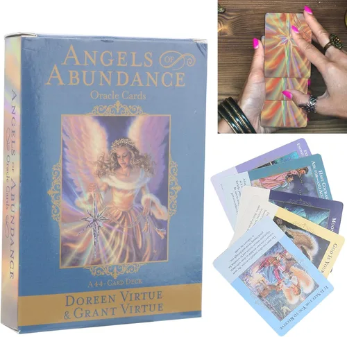 Vista 8 de bouti1583 Angels of Abundance Oracle Cards 44 cartas, exquisitas cartas de tarot ligeras de tamaño pequeño, seguras y ecológicas, fáciles