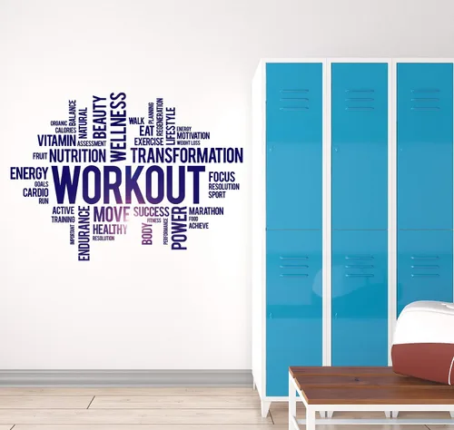 Vista 2 de Vinilo adhesivo de pared para entrenamiento, bienestar, gimnasio, gimnasio, gimnasio, gimnasio, deporte, palabras motivacionales, decoración grande