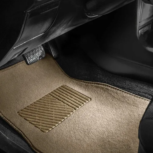 Vista 2 de FH Group Alfombrillas de coche – Ajuste universal combo de funda de asiento de coche pequeño, alfombrillas de piso beige protector de alfombra