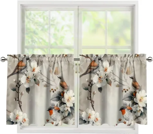 Vista 79 de God Bssing You Tier Curtains for July 4Th 2026 27.5x24 2 Panels Light Filtering Half Window Rod Pocket for Kitchen/Bathroom