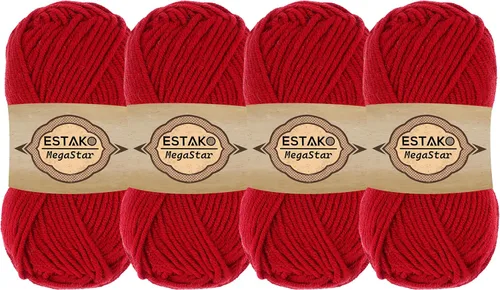 Vista 61 de Estako Megastar, 3.52 Oz (100g) de hilo de acrílico 75% y lana 25%, suave, peso grueso voluminoso #5 para crochet y tejer 120 yardas (110m)