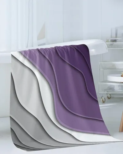 Vista 3 de Juego de toallas de baño de 3 piezas, color morado y gris, juego de toallas de baño suaves para baño, toallas de baño absorbentes