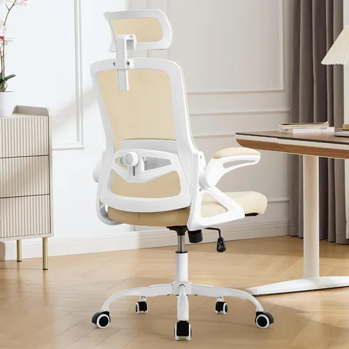 Vista 10 de Fizzin Silla de Oficina Ergonómica, Sillas de Computadora de 400 LBS con Soporte Lumbar Ajustable, Silla de Escritorio de Malla Transpirable Rosado