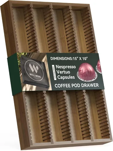Vista 8 de Organizador de cajones de bambú para cápsulas de café Nespresso