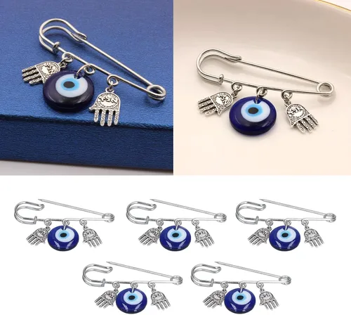 Vista 5 de 5 pines de mal de ojo, broche de hierro y aleación, diseño único de buena suerte, pines de seguridad para hombres, mujeres, fiestas en casa, citas