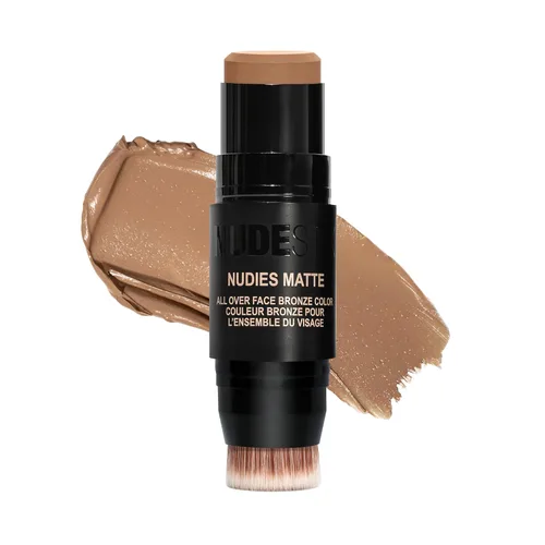 Vista 17 de Nudestix Nudies Bronze All Over Matte Bronzing Stick – 3-in-1 Cream Bronzer for Cheeks, Eyes & Lips with Built-In Brush Natural Contour & beach