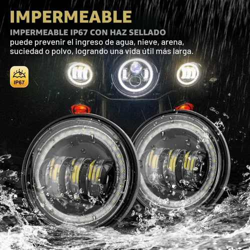 Vista 3 de LX-LIGHT lámparas Cree LED para niebla, 2 unidades, cromadas, de 4.5 pulgadas para motocicletas Harley Davidson