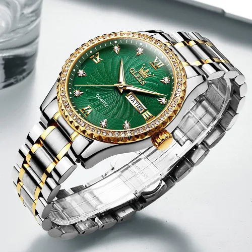 Vista 7 de OLEVS Men's Luxury Stainless Steel Watches, Big Face Gold Men Quartz Analog Watches Fashion 30M Waterproof Casual Wrist Watch with Day Date Diamond