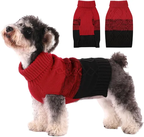 Vista 7 de ASENKU Suéter cálido para perros pequeños y medianos, suéteres para mascotas para ropa de perro en otoño e invierno, suéter grueso con cuello Azul