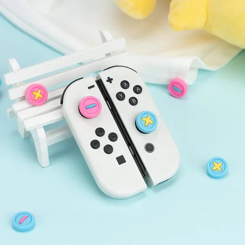 Vista 6 de GeekShare Bonitas tapas de silicona con agarre para el pulgar, funda de joystick compatible con Nintendo SwitchOLEDSwitch Lite, 4