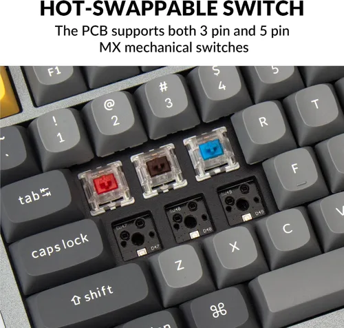 Vista 3 de Keychron Q6 - Versión de perilla de teclado mecánico con cable tamaño completo macro programable QMKVIA con interruptor Gateron G Pro marrón doble