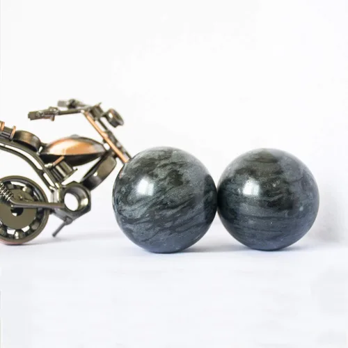 Vista 5 de Bolas de Baoding chinas, color gris oscuro, para ejercicio de salud, bolas de mano para el estrés, bolas de mármol para medicina china natural
