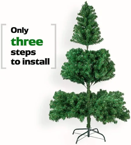 Vista 3 de Ochine Árbol de Navidad artificial, abeto verde, decoración de Navidad de mesa, soporte de metal, fácil montaje