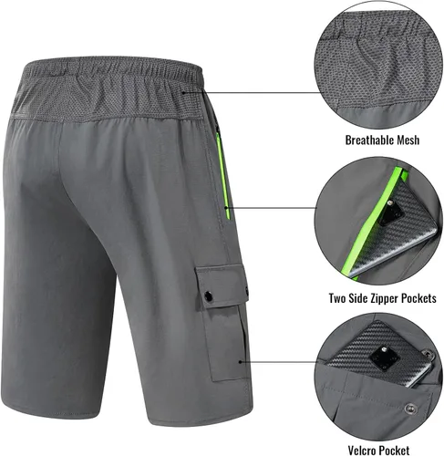 Vista 2 de Pantalones cortos de ciclismo de montaña para hombre con acolchado 3D pantalones cortos de ciclismo MTB ligeros y sueltos