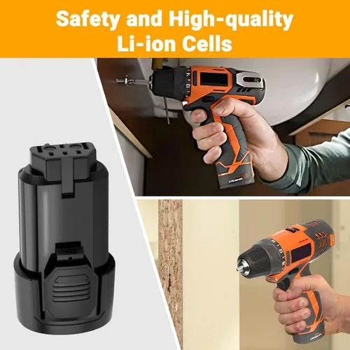 Vista 6 de Joiry Juego de batería y cargador Ridgid de repuesto de iones de litio de 12 V 3000 mAh con mayor seguridad y mayor tiempo de funcionamiento