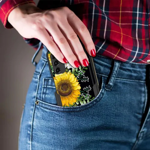 Vista 136 de Funda para Galaxy A14 5G, resistente de doble capa híbrida de policarbonato duro, goma suave, a prueba de golpes, funda protectora resistente