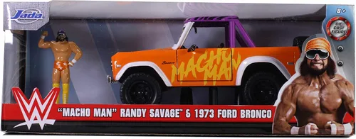 Vista 8 de Jada Toys WWE 1:24 1973 Ford Bronco - Coche fundido a presión con figura de Macho Man Randy Savage de 2.75 pulgadas, juguetes para niños y adultos