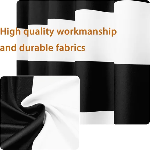 Vista 3 de DriftAway Cortinas negras con rayas para oscurecimiento de habitación, cortinas con ojales clásicas de rayas horizontales para dormitorio, sala