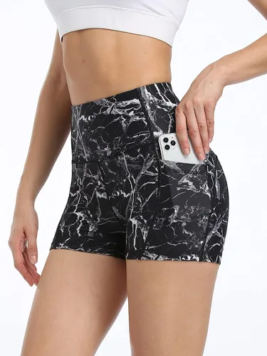Vista 7 de CADMUS Womens High Waist Yoga Shorts Spandex Running Side Pockets