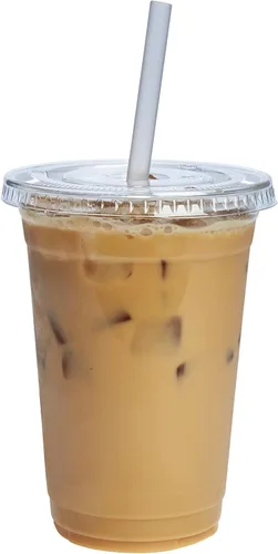 Vista 11 de GUSTO Vasos de plástico transparente con tapas planas [9 onzas – 100 unidades] – Tazas desechables para café helado con tapas – Vasos fríos
