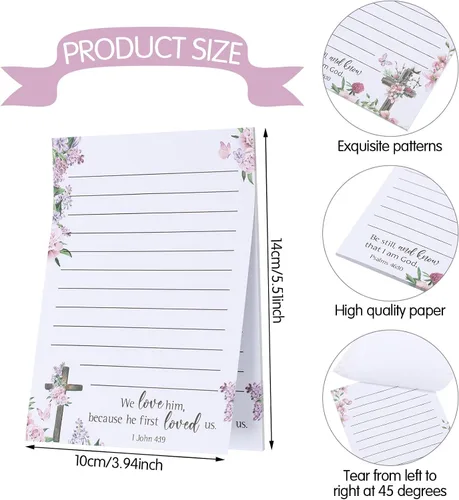 Vista 2 de 8 Pack Christian Sticky Notes Samll Scripture Inspirational Memo Pads Floral Design Adhesive Religious Bible Verse Quotes Notepads for Writing Diary