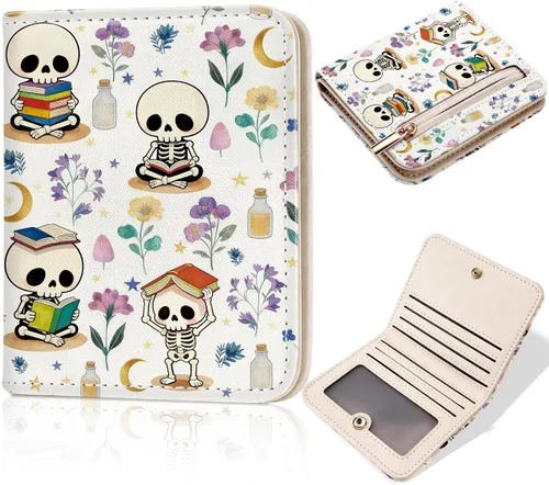 Vista 25 de Toughergun Billetera para mujer, con bloqueo Rfid, pequeña, compacta, plegable, de lujo, de cuero, con bolsillo para mujer, minivestido con ventana