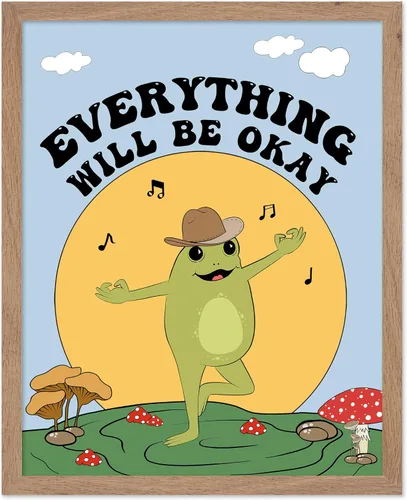 Vista 10 de Poster Master All That Is Meant To Be Poster - Retro Frog on Mushroom Print - Meditation Art - Motivational Design - Preppy Print - Trendy Decor