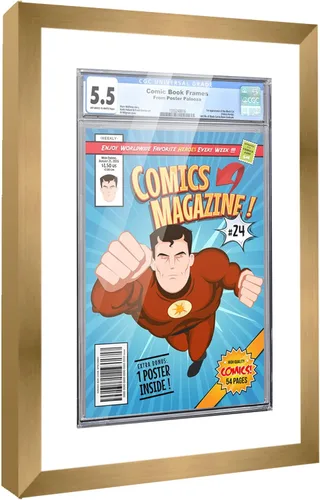 Vista 58 de Poster Palooza Marco de cómics con paspartú para 1 cómic de grado CGC, CBCS o PGX, marco de cómic de bronce para cómic de 8.125 x 13 pulgadas