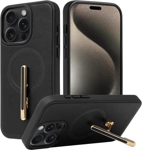 Vista 22 de CUSTYPE Funda para iPhone 13 Pro Max de 6.7 pulgadas con soporte, funda de cuero delgada con soporte de 2 vías, compatible con MagSafe, funda