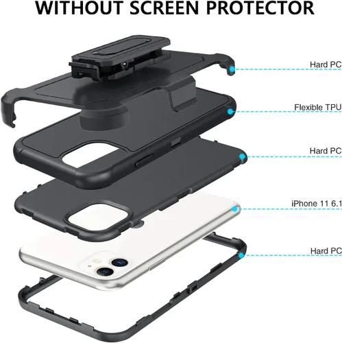 Vista 8 de BENTOBEN Funda para iPhone 11, funda de teléfono para iPhone 11, resistente 3 capas a prueba de golpes, cuerpo completo, resistente, híbrida