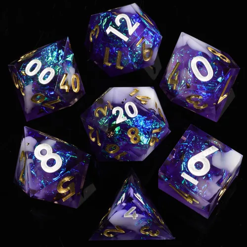 Vista 17 de Mini Planet RPG DND - Juego de mesa poliédrico de resina de borde afilado de Dungeons and Dragons, hecho a mano, 7 piezas (dinosaurio 3D)