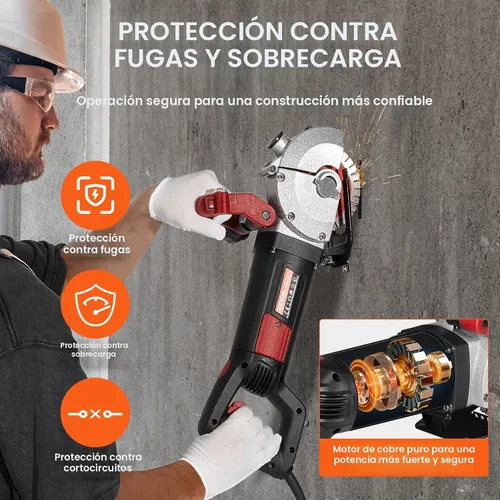 Vista 5 de VEVOR Wall Chaser - Cortador de hormigón de 4800 W (con hojas de sierra de 5 x 5 pulgadas, a prueba de polvo y visión infrarroja de línea)