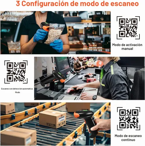 Vista 5 de Escáner de código de barras Bluetooth de KUIIYER, lector de código de barras inalámbrico QR 1D 2D