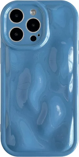 Vista 12 de Caseative para iPhone 14 Pro Max, Funda de Plástico Blando con Cubierta de Cromo Ondulado de Burbuja de Meteorito (Negro) Water Ripple Wave
