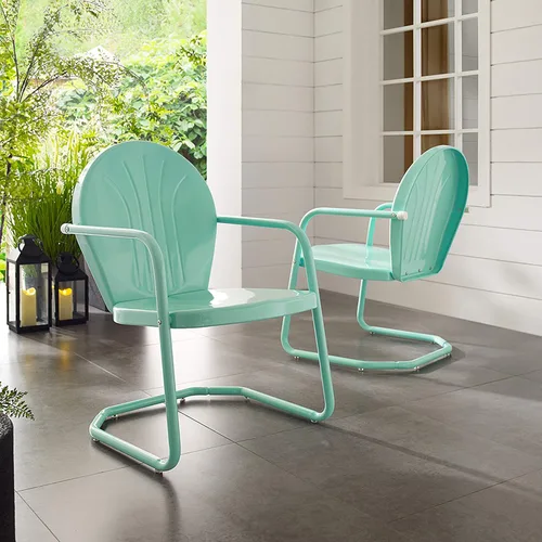 Vista 15 de Crosley Furniture CO1001A-AQ Griffith - Silla retro de exterior, de metal