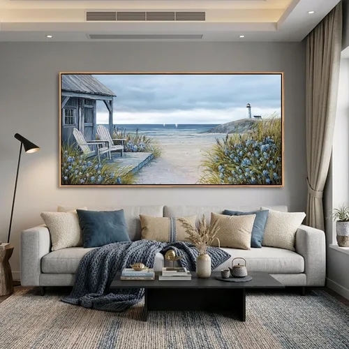 Vista 15 de AJAZIKO Arte de Pared de Vaca de las Tierras Altas - Decoración de Pared de Granja y Campo Rústico, Cuadros Grandes en Lienzo para Sala de Estar