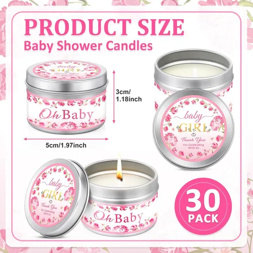 Vista 2 de VISCOO Paquete de 30 Velas de Recuerdos para Baby Shower con Aroma a Lavanda, Recuerdos de Baby Shower para Invitados Premios, Regalos